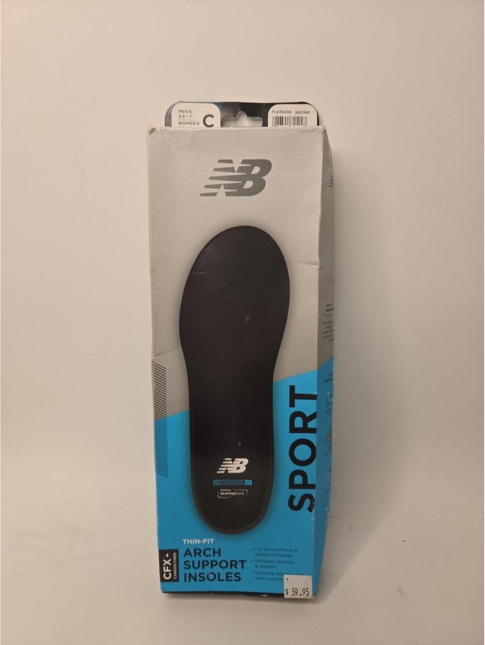 New Balance Sport Arch Support Insoles Thin Fit Size C Men 5.5-7 Women 6.5-8
